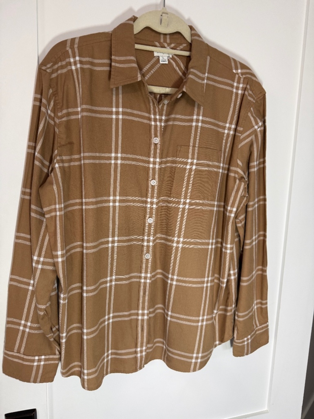 J.Crew Factory Brown and White Plaid Flannel Shirt Never Worn Size Large